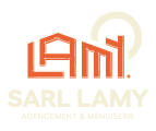 Logo blanc, Lamy Pascal, menuisier à Château-Thébaud.